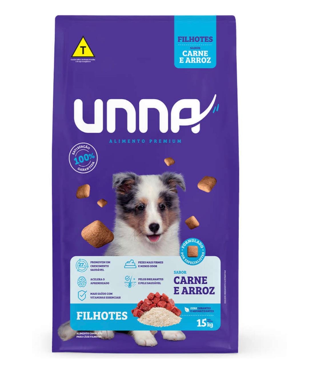 UNNA CARNE ARROZ 15KG CAES FILHOTES