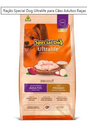 Special Dog Ultralife para Cães Adultos Raças Pequenas Sabor Frango e Arroz